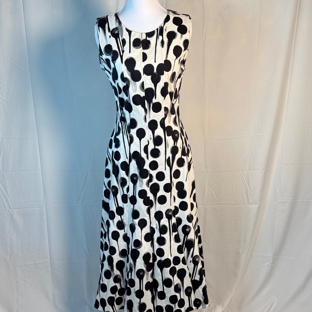 Jonathan Cohen Black and White Patterned Midi Dress
